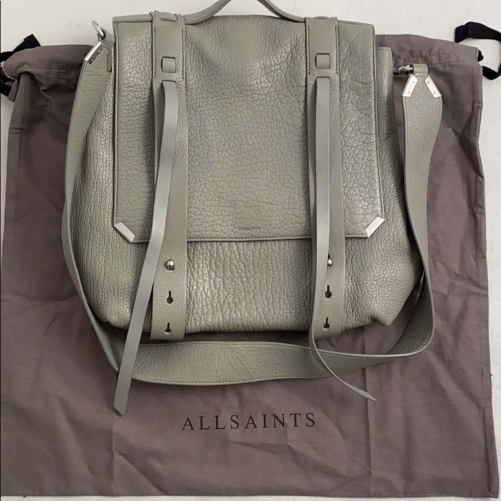 All Saints Vincent blue-gray leather backpack - Picture 3 of 16